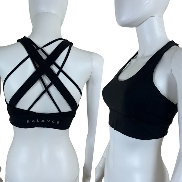 Balance Athletica Other - Balance Athletica The Aura Women Size S Black Crisscross Strappy Sports Bra